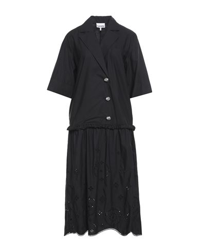 Ganni Woman Midi Dress Black Size 6 Organic Cotton