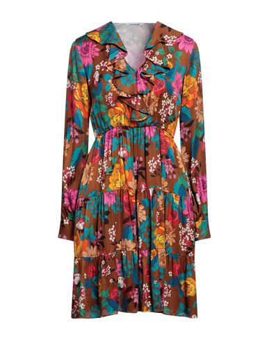 Shop Caliban Woman Mini Dress Brown Size 8 Viscose, Silk