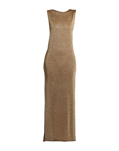 Souvenir Woman Maxi Dress Khaki Size M Viscose, Polyamide, Metal In Beige
