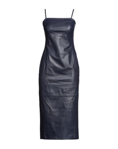 Methode Woman Midi Dress Black Size 4 Soft Leather In Blue