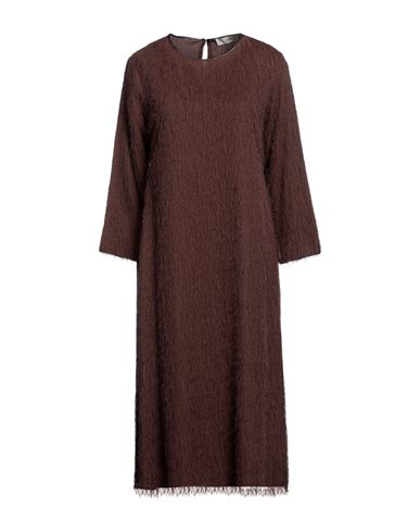 Jucca Woman Midi Dress Cocoa Size 6 Acetate, Viscose In Brown