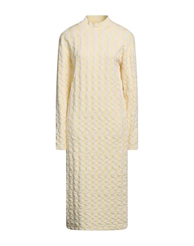 Rus Woman Midi Dress Yellow Size M Merino Wool, Polyester, Organic Cotton