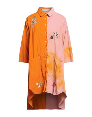 Alessandro Gherardeschi Woman Mini Dress Orange Size 10 Cotton In Multi
