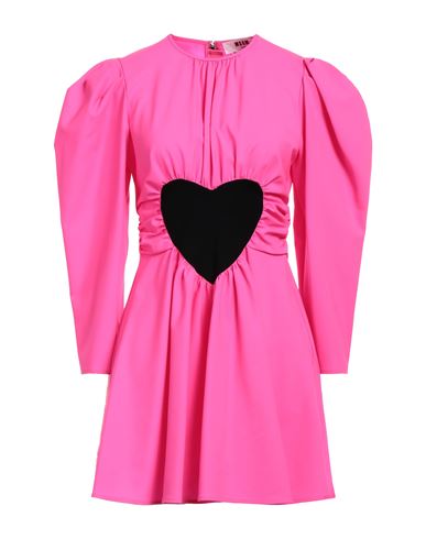 Msgm Woman Mini Dress Fuchsia Size 4 Virgin Wool, Elastane In Pink