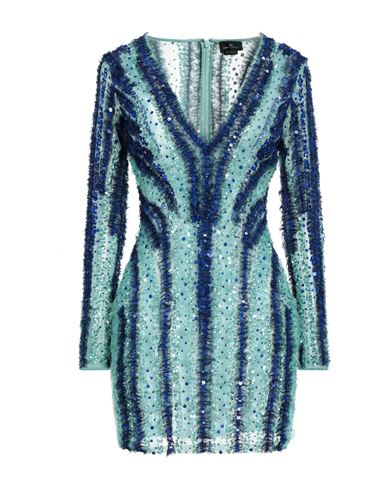 Elisabetta Franchi Woman Mini Dress Turquoise Size 4 Polyamide, Silk In Blue