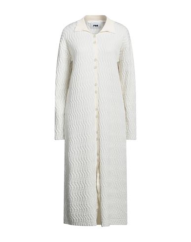 Rus Woman Midi Dress Cream Size L Organic Cotton, Merino Wool, Polyester In White