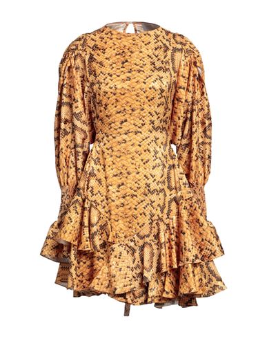 Preen By Thornton Bregazzi Woman Mini Dress Ocher Size L Polyester, Elastane In Yellow