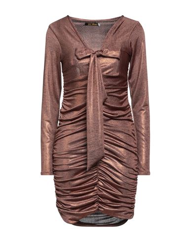 Miss Unike Woman Mini Dress Bronze Size 6 Polyester, Elastane In Yellow