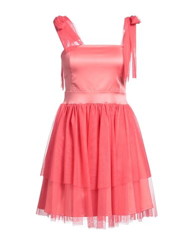 Siste's Woman Mini Dress Salmon Pink Size L Polyester, Cotton, Elastane