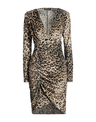 Shop Alberto Audenino Woman Mini Dress Beige Size M Polyester, Elastane