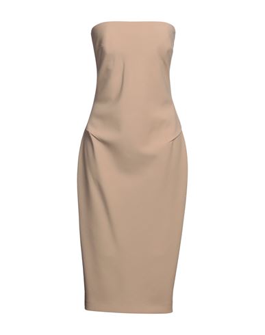 Max Mara Woman Midi Dress Sand Size 8 Virgin Wool, Elastane In Brown