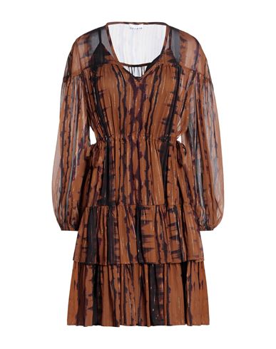Sfizio Woman Mini Dress Brown Size 4 Viscose, Metal