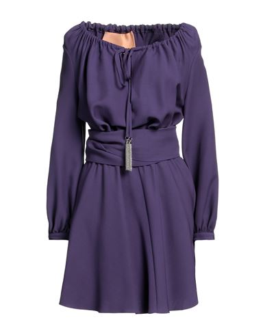 Super Blond Woman Mini Dress Dark Purple Size Xs Silk, Wool