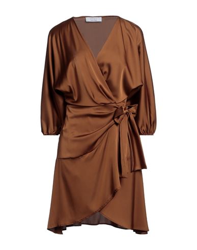 Kaos Woman Mini Dress Camel Size S Polyester, Elastane In Beige