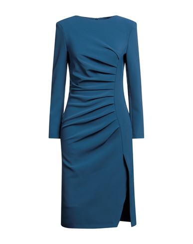 Icona By Kaos Woman Midi Dress Slate Blue Size 8 Polyester, Elastane
