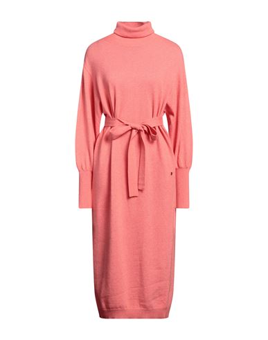 Shop Ottod'ame Woman Midi Dress Coral Size M Wool, Viscose, Polyamide, Cashmere In Red