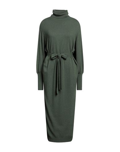 Ottod'ame Woman Midi Dress Military Green Size Xs Wool, Viscose, Polyamide, Cashmere