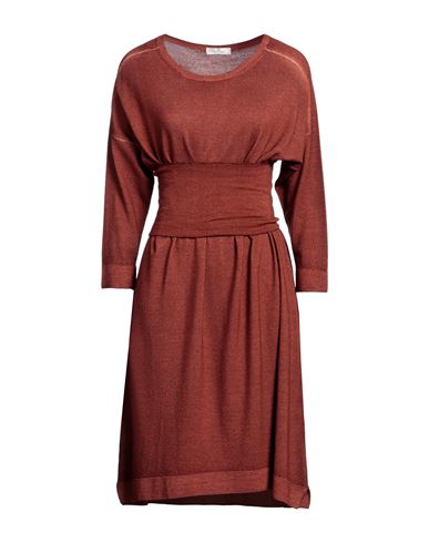 Panicale Woman Short Dress Rust Size 10 Merino Wool In Red