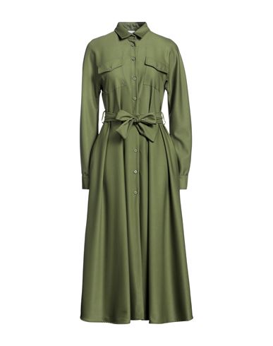 Eleonora Stasi Woman Midi Dress Military Green Size 12 Polyester, Viscose, Elastane