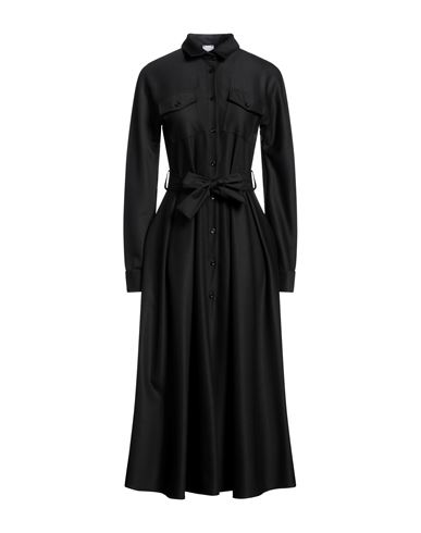 Eleonora Stasi Woman Midi Dress Black Size 12 Polyester, Viscose, Elastane