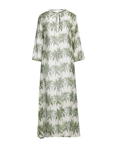 813 Ottotredici Woman Maxi Dress Green Size M Cotton, Silk