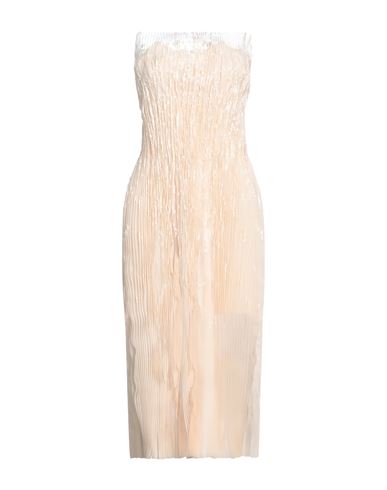 Ermanno Scervino Woman Midi Dress Beige Size 8 Silk, Cotton, Viscose