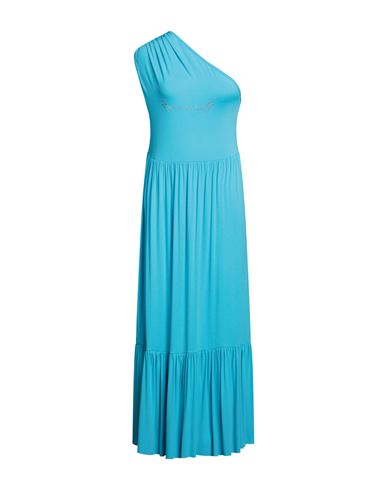 Shop Mangano Woman Maxi Dress Turquoise Size L Cotton In Blue
