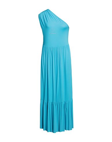 Shop Mangano Woman Maxi Dress Azure Size L Cotton In Blue