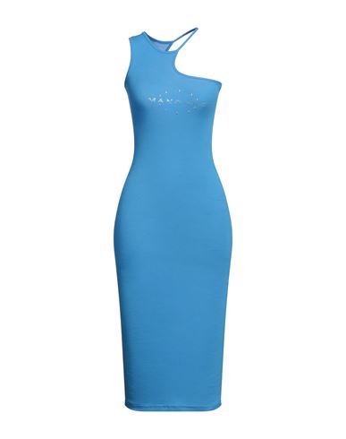 Shop Mangano Woman Midi Dress Azure Size 8 Cotton In Blue