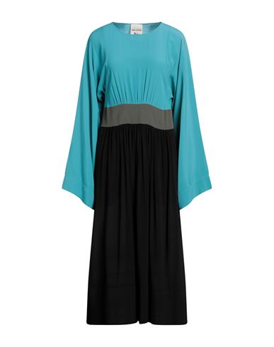 Semicouture Woman Midi Dress Turquoise Size 4 Acetate, Silk In Blue