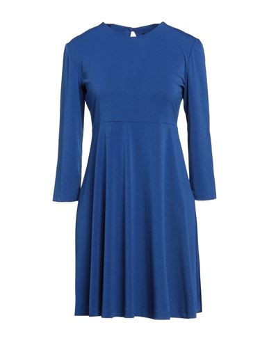 Amnè Woman Mini Dress Bright Blue Size S Polyester, Elastane