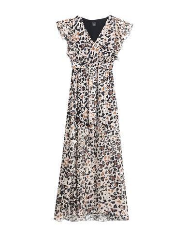 Pinko Woman Maxi Dress Beige Size 10 Polyester, Metal