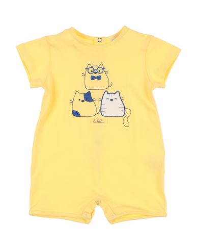 Lalalù Newborn Boy Baby Jumpsuits & Overalls Yellow Size 3 Cotton, Elastane