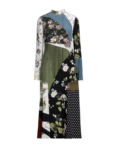 Shop Erdem Woman Midi Dress Military Green Size 8 Silk