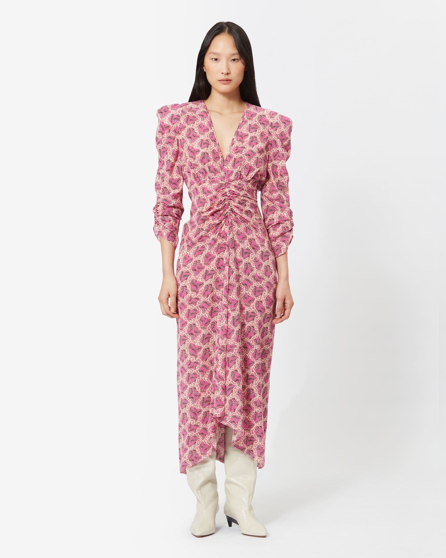 Isabel Marant, Albini Printed Silk Midi Dress - Women - Pink