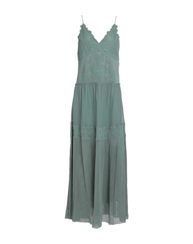 Pinko Woman Maxi Dress Sage Green Size 8 Cotton, Polyamide