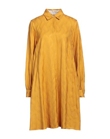 Le Sarte Pettegole Woman Short Dress Ocher Size 12 Tencel In Yellow