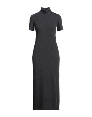 Brunello Cucinelli Woman Midi Dress Lead Size Xxl Cotton, Cashmere, Elastane In Grey