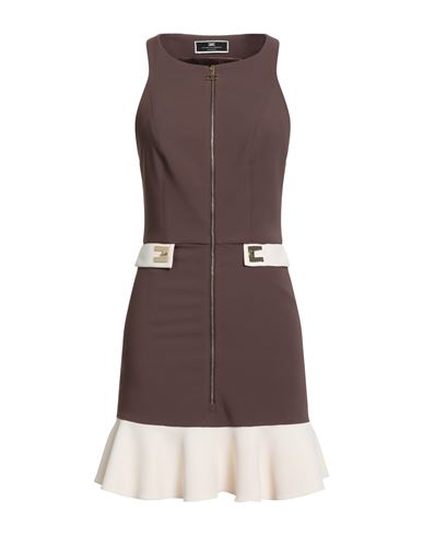 Elisabetta Franchi Woman Mini Dress Brown Size 6 Polyester, Elastane In Brown