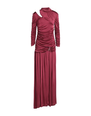 Cavalli Class Woman Long Dress Burgundy Size 4 Viscose In Red