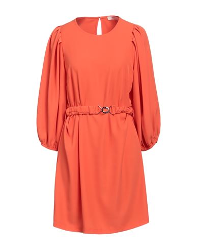 Kontatto Woman Mini Dress Orange Size M Polyester, Elastane