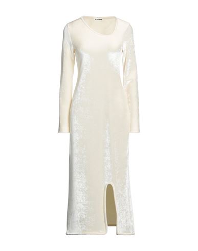 Jil Sander Woman Midi Dress Ivory Size 8 Viscose, Virgin Wool, Polyamide, Elastane In White