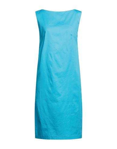 Alessio Bardelle Woman Midi Dress Azure Size M Cotton, Elastane In Blue