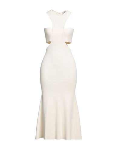 Alexander Mcqueen Woman Midi Dress Cream Size Xs Viscose, Polyester, Polyamide, Elastane In White