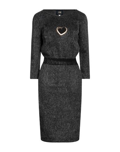 Cavalli Class Woman Midi Dress Grey Size 4 Polyester, Viscose, Acrylic, Virgin Wool, Mohair Wool