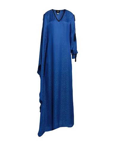 Cavalli Class Woman Maxi Dress Bright Blue Size 4 Viscose, Silk