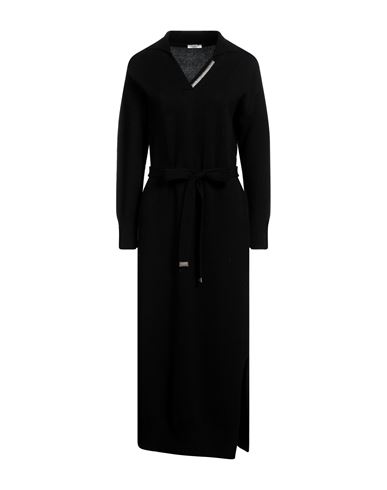 Peserico Woman Midi Dress Black Size 4 Virgin Wool, Silk, Cashmere