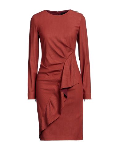 Cavalli Class Woman Mini Dress Brick Red Size 4 Viscose, Wool, Elastane