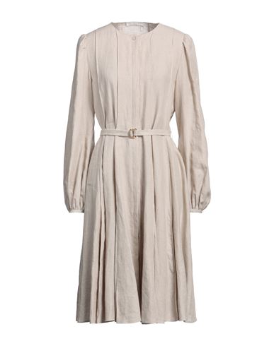 Chloé Woman Midi Dress Beige Size 6 Linen
