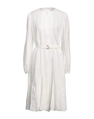 Chloé Woman Midi Dress Off White Size 8 Linen